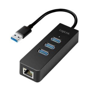 LOGILINK 0.15M USB-A TO 3 x USB 3.0 & GIGABIT ETHERNET ADAPT