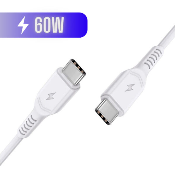 0.3M USB-C-C - 2 Gbps / 60W PD CHARGING CABLE  (P-P) - WHITE