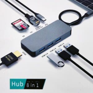 8 IN 1 USB-C - HDMI 60Hz / RJ45 / 3x USB-A / USB-C PD / 2 SD