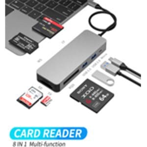8 IN 1 USB-C - 2x USB-A / USB-C (5V 3A) & SD/TF/CF/MS/XQD