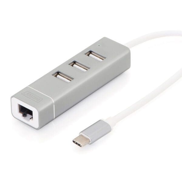 DIGITUS USB TYPE-C TO 3 PORT USB 2.0 HUB & FAST ETHERNET