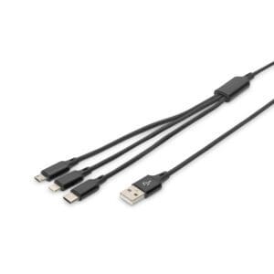 DIGITUS 3-IN-1 CABLE- USB A TO LIGHTNING/ MICRO USB/ USB C