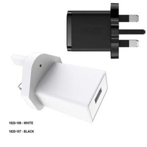 1 PORT USB A MAINS CHARGER / PSU 10.5W / 2.1A / 5V - WHITE