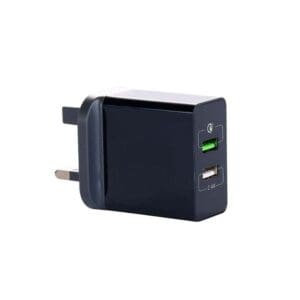 2 PORT USB A MAINS CHARGER WITH QC3 36W - BLACK