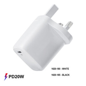 1 PORT USB-C PD MAINS FAST CHARGER 20W - WHITE