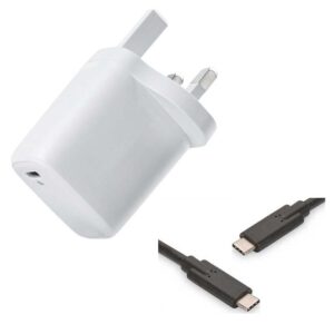 1 Port USB-C PD White UK Mains Charger (20W) | Inc. 0.5M Cable