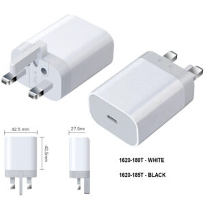 1 PORT USB-C PD MAINS FAST TRAVEL CHARGER 20W - WHITE