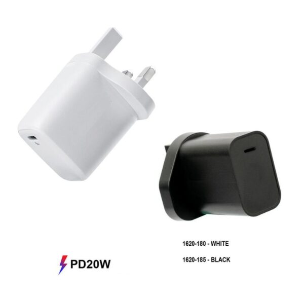 1 PORT USB-C PD MAINS FAST CHARGER - 20W