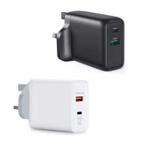 2 PORT (1X USB A QC3 & 1 X USB-C PD) MAINS CHARGER