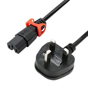2M 13 Amp UK Plug to Locking IEC C15 Socket