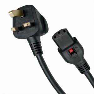 2M UK Mains Cable - UK Plug to Locking IEC C13 Socket