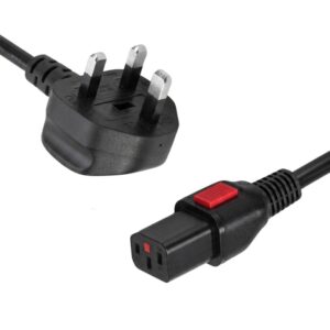 2M UK Mains Cable - UK Plug to Locking IEC C13 Socket