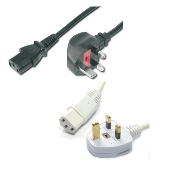 UK MAINS CABLE - UK PLUG TO IEC C13 SOCKET