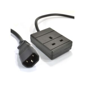 1M IEC Plug (C14) to Single 13A Trailing Socket - Black