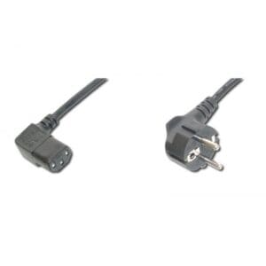 2M EURO MAINS TO IEC (C13) SOCKET CABLE - RIGHT ANGLE