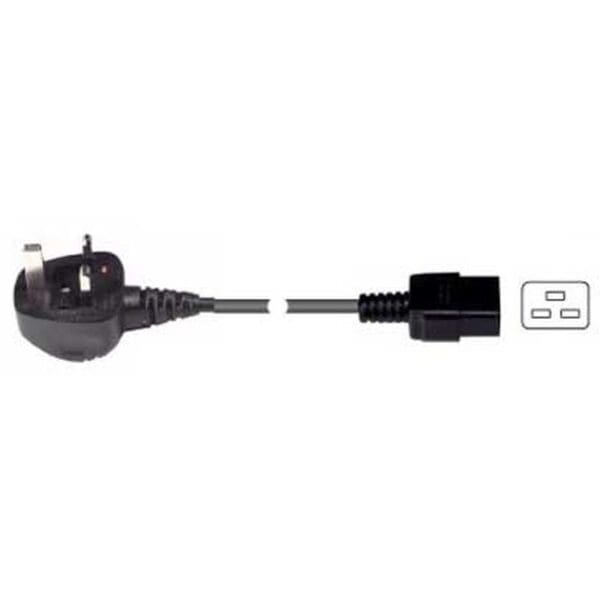 5M UK MAINS PLUG TO IEC C19 SOCKET POWER CABLE