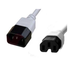 2M IEC Mains Ext. Cbl.- C14 Plug to C15 (Hot) Skt - White