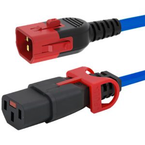 2M IEC C14 Plug to C13 Socket Dual Locking Ext. - Blue