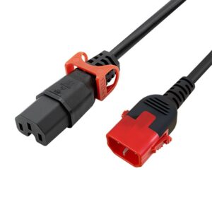 IEC C14 Plug to C15 Socket Dual Locking Extension