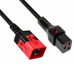 1M IEC C20 Plug to IEC C19 Socket Dual Locking Extension
