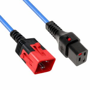 2M IEC C20 Plug to IEC C19 Socket Dual Locking Ext. - Blue