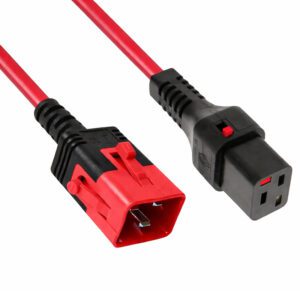 2M IEC C20 Plug to IEC C19 Socket Dual Locking Ext. - Red