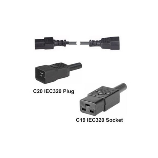 IEC C20 Plug to C19 Socket Power Extension Cable