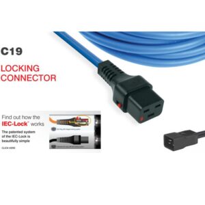 IEC C20 PLUG TO C19 SOCKET POWER EXTENSION - LOCKABLE