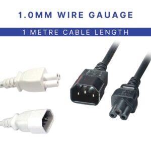 C14 to C5 (Clover Leaf) IEC Extension Cable - 1.0mm Gauge
