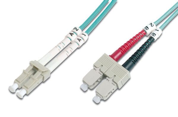 40M OM4 50/125 LC-SC DLX 2.8mm Fibre Optic Cable - Aqua