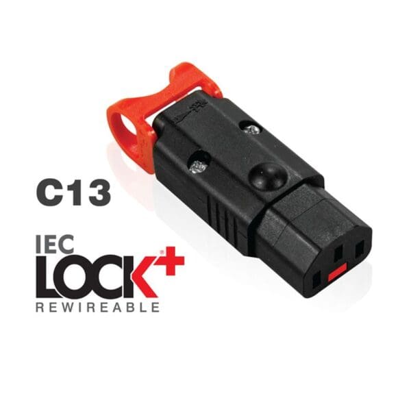 C13 REWIREABLE 10AMP IEC SOCKET - LOCKABLE