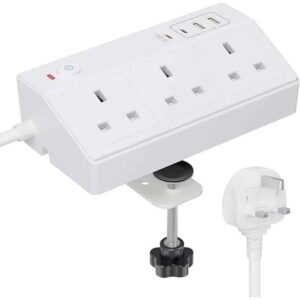 Desk Power Pod 3 x 13A + 2 USB-A & 2 x USB-C (20W) - White