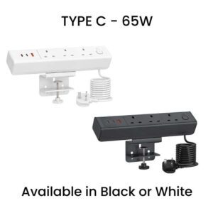 UK Desk Power Pod With USB-A & 2x USB-C (65W)