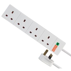 4 Way Surge Protected Mains Gang Socket Strip - 2M