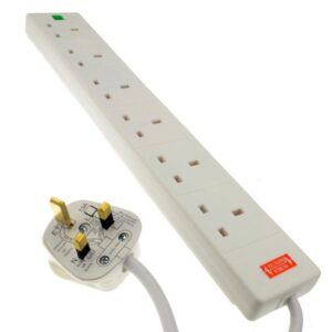 6 Way Surge Protected Mains Gang Socket Strip - 5M