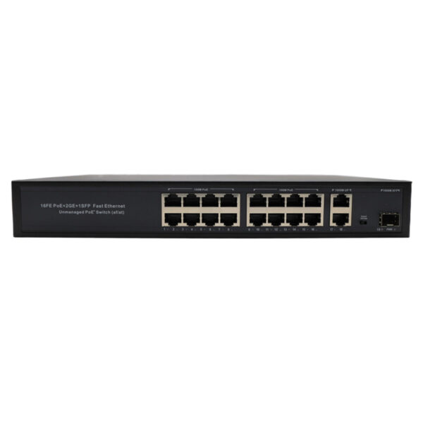 16 PORT PoE+ 2 RJ45 UPLINK & 1 SFP GIGABIT.R/M SWITCH - 240W