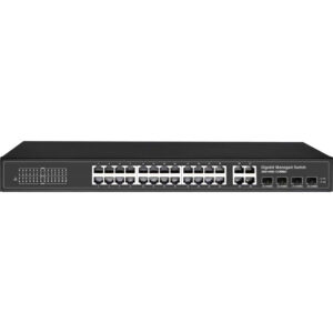 24 PORT + 4RJ45 & 4 SFP GIGABIT PoE+ R/M SWITCH - 400W