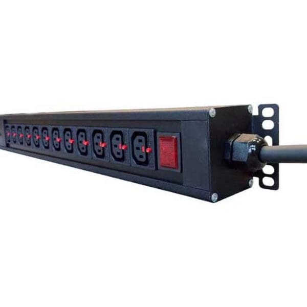 12 WAY 19 INCH PDU Locking IEC C13 TO 13A PLUG - HORIZONTAL