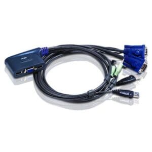 ATEN 2 PORT KVM SWITCH + WITH CABLES - VGA & USB + AUDIO