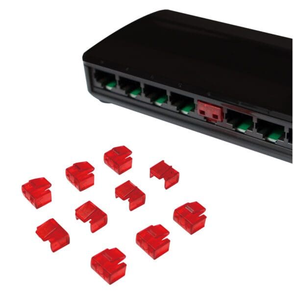 RJ45 PORT BLOCKERS - RED (10 PACK)