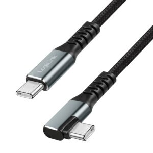 LOGILINK 3M USB 2.0 90 Degree Type-C E-Mark Cable - Black