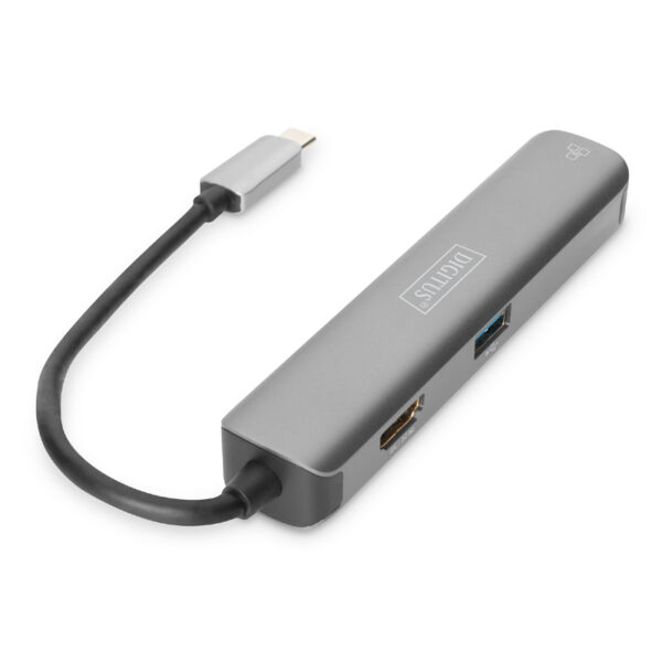 DIGITUS 5 PORT USB C DOCK - 1xHDMI / 3xUSB 3.0 / 1xGB RJ45