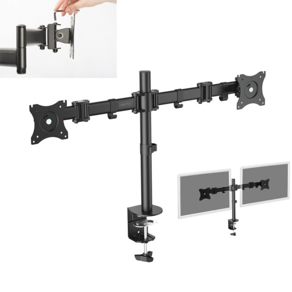 DIGITUS UNIVERSAL DUAL MONITOR STAND WITH CLAMP MOUNT