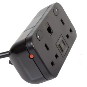 Black Desktop 2x Power - Dual USB A&C Charger - 1x Cat.6A