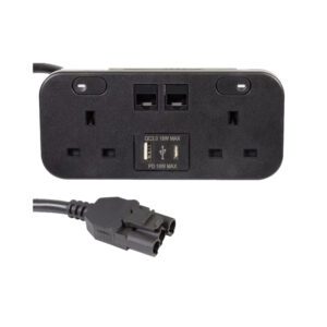 Black Desktop 2x Power - Dual USB A&C Charger - 2x Cat.6A