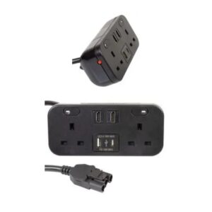 Black Desktop 2x Power - Dual USB A&C Charger - 2x HDMI