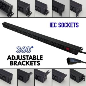 24 Way IEC C13 PDU (C14 Plug) - 360 Adjustable End Brackets