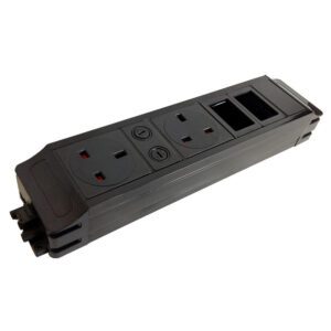 Under Desk 2x UK Individually 5A Skts - 2 x 6C Data C/Os