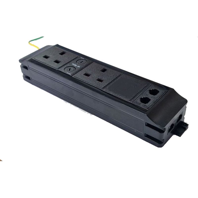 Under Desk 2x UK 5A Skts (N) - 2x Cat.6 Data Coupler