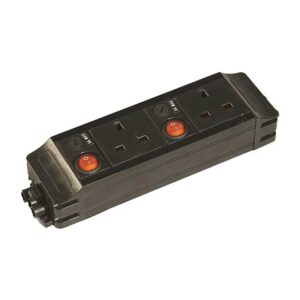 Under Desk 2 x 5A UK  Skts Orientated N / N - 2 x Switch